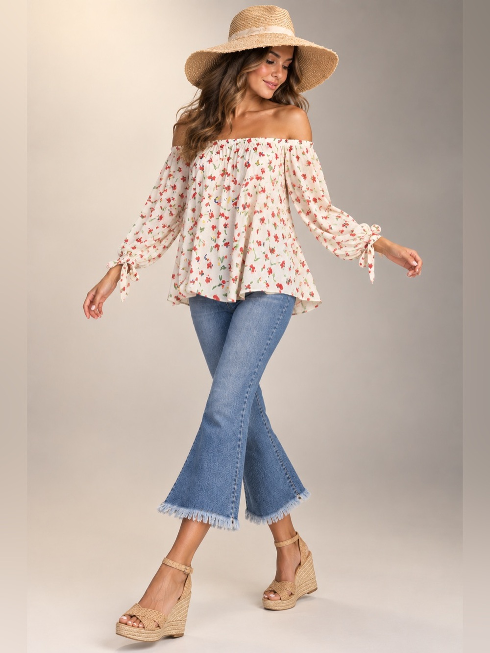 One Clothing LA Off The Shoulders Floral Blouse